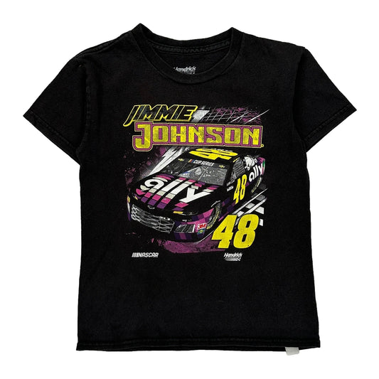 Age 10 Jimmie Johnson Hendrick Nascar T-Shirt - Small Black Cotton