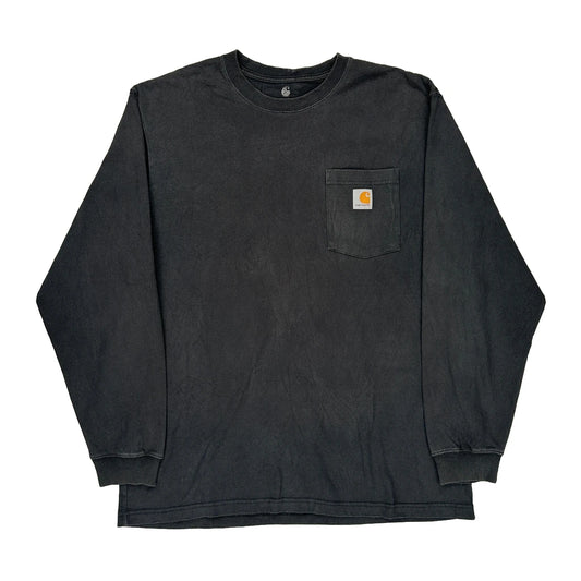 Carhartt Long Sleeve T-Shirt - Large Black Cotton