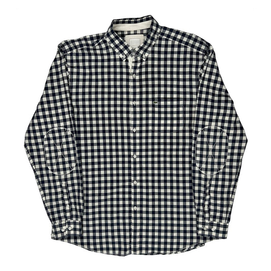 Vintage Lacoste Checked Shirt - Large Black & White Cotton