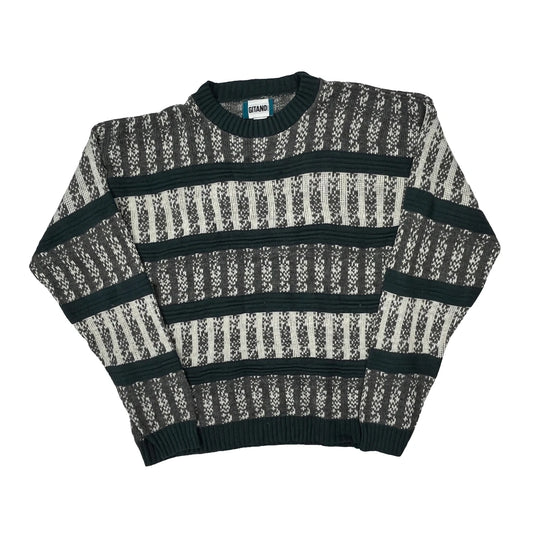 Vintage Gitano Striped Jumper - Medium Grey Acrylic