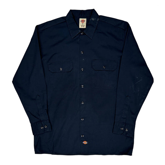 Vintage Dickies Shirt - Medium Navy Polyester Blend