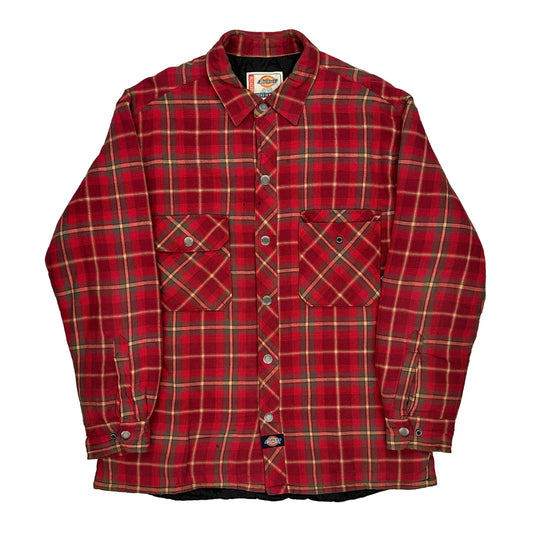Dickies Checked Overshirt - Medium Red Cotton