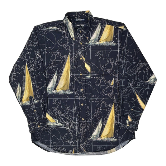 Nautica Graphic Shirt - Large Gold Cotton