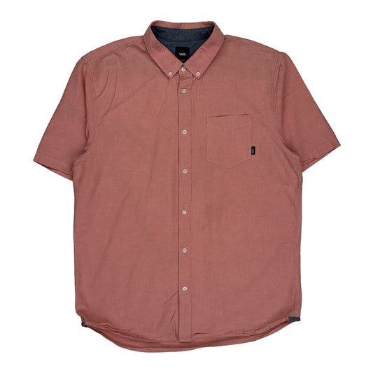 Classic Fit Vans Short Sleeve Shirt - XL Red Cotton