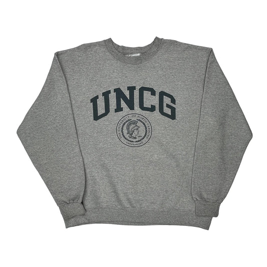 Uncg Champion College Sweatshirt - XL Grey Cotton Blend