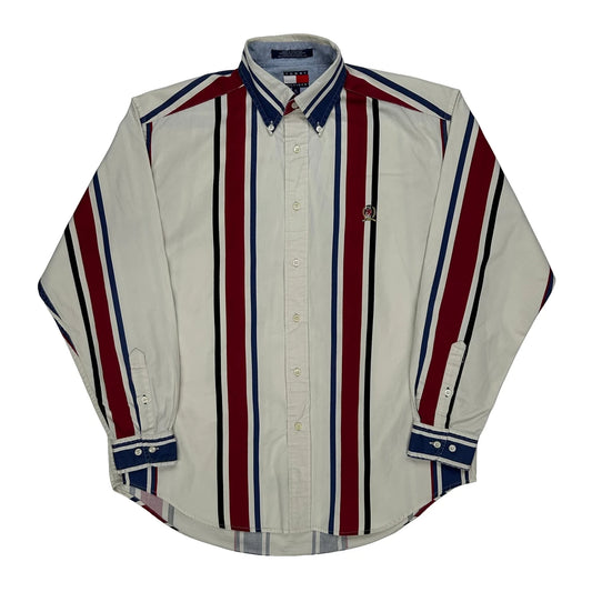 Tommy Hilfiger Striped Shirt - Medium White Cotton