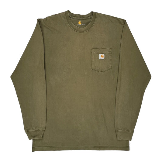 Carhartt Tall Long Sleeve T-Shirt - Large Green Cotton
