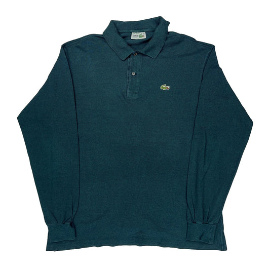 Vintage Lacoste Long Sleeve Polo Shirt - XL Green Cotton