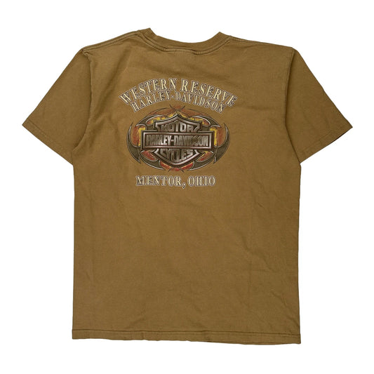 Harley Davidson Graphic T-Shirt - Large Brown Cotton