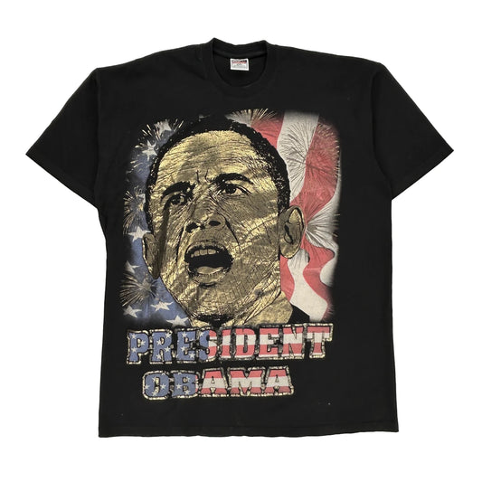 President Obama Club 21 Graphic T-Shirt - 3XL Black Cotton