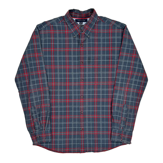 Tommy Hilfiger Checked Shirt - Large Grey Cotton