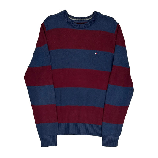 Vintage Tommy Hilfiger Striped Jumper - Medium Blue Cotton