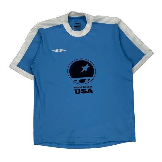 Vintage Street Soccer Usa Umbro Football Shirt - Medium Blue Polyester