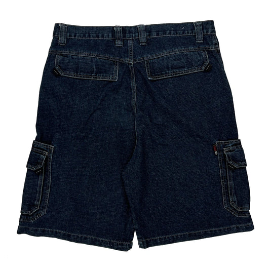 Vintage One Tough Brand Cargo Shorts - 36W 10L Blue Cotton