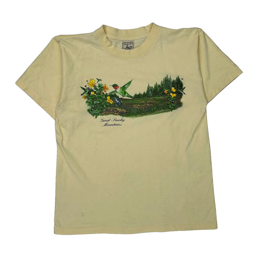 Great Smoky Mountains Alore Single Stitch T-Shirt - Medium Yellow Cotton