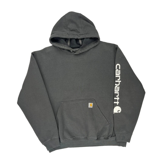 Carhartt Spellout Hoodie - XL Grey Cotton Blend
