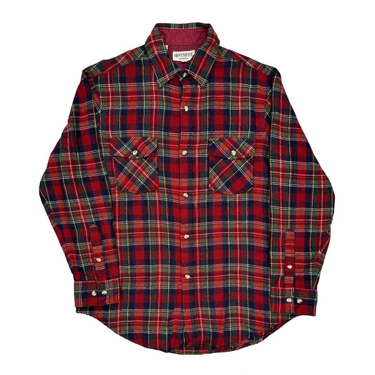 Brookhurst Checked Flannel Shirt - Large Red Wool Blend