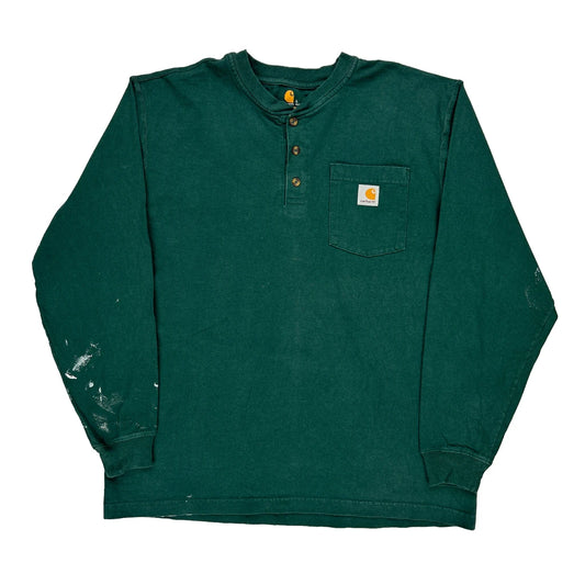 Carhartt Long Sleeve T-Shirt - Large Green Cotton