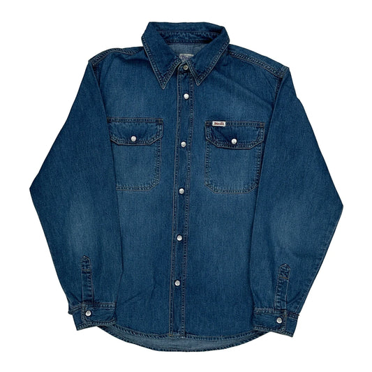 Diesel Pearl Snap Denim Shirt - Large Blue Cotton