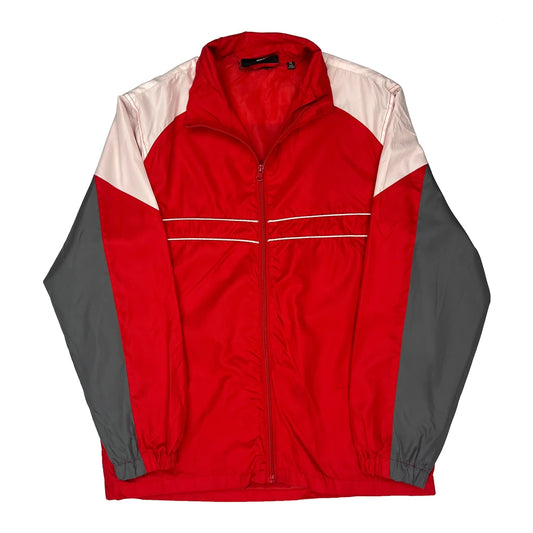Vintage Reebok Striped Windbreaker - Medium Red Polyester