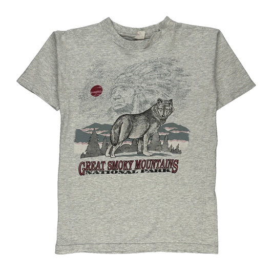 Single Stitch American Sportswear Graphic T-Shirt - Medium Grey Cotton