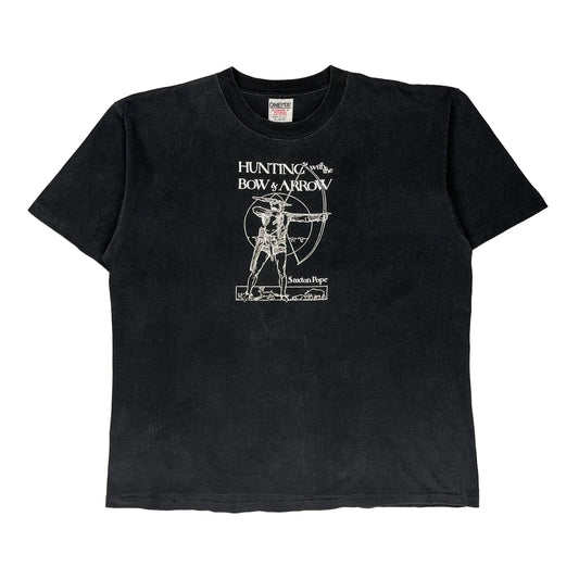 Hunting With The Bow & Arrow Oneita Single Stitch T-Shirt - XL Black Cotton