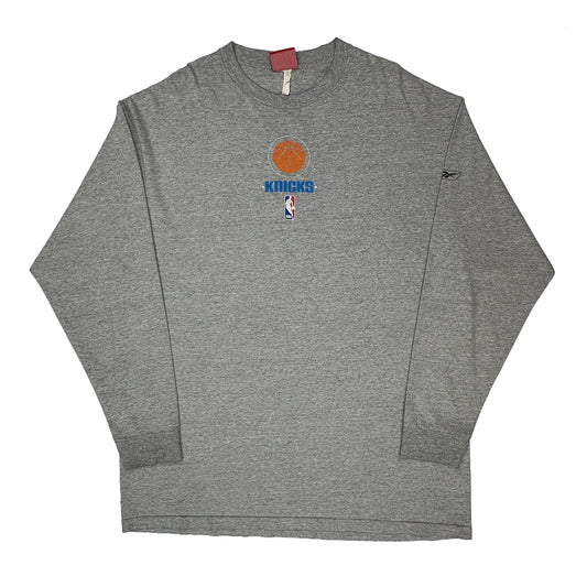 Vintage Knicks Reebok Nba Long Sleeve T-Shirt - XL Grey Cotton
