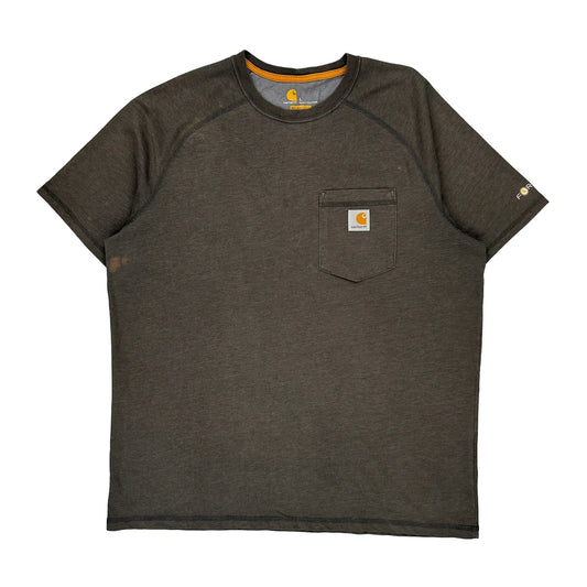 Carhartt T-Shirt - Large Grey Polyester Blend