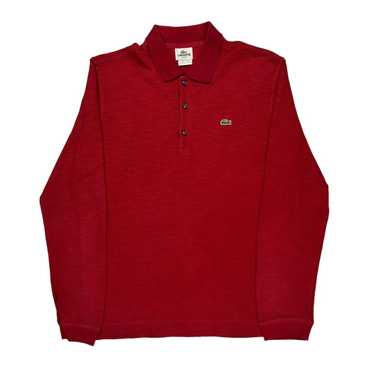 Lacoste Slim Fit Long Sleeve Polo Shirt - Large Red Cotton