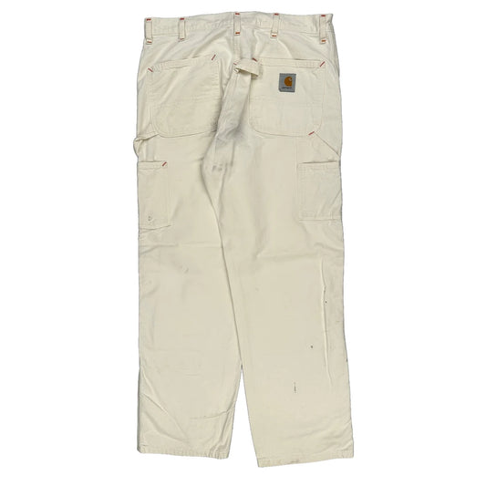 Carhartt Double Knee Carpenter Trousers - 34W 32L White Cotton