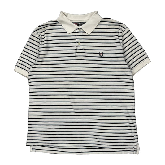 Chaps Ralph Lauren Striped Polo Shirt - Large White Cotton