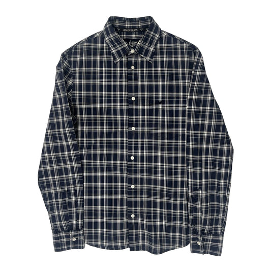 Armani Jeans Checked Shirt - Small Blue Cotton