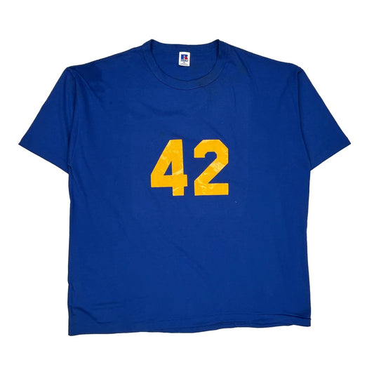 Made In USA Single Stitch Huff N' Puff Russell Athletic T-Shirt - 2XL Blue Cotton