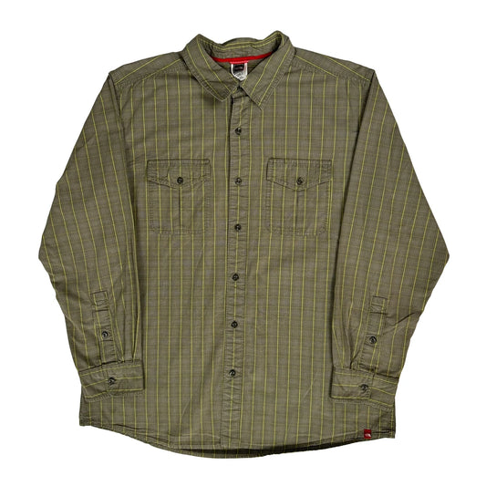 Vintage The North Face Striped Shirt - XL Green Cotton