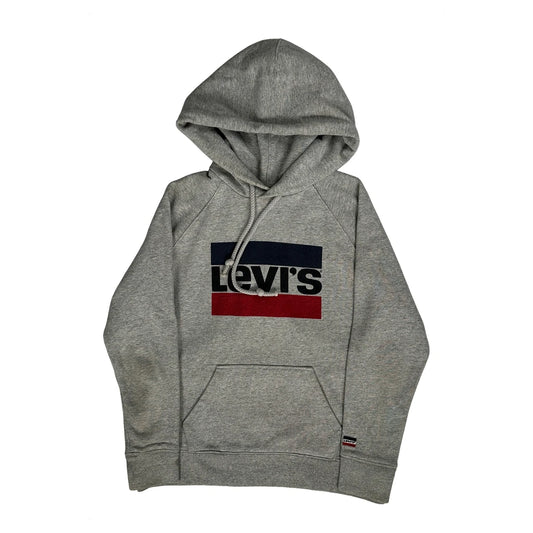 Vintage Levis Hoodie - Small Grey Cotton