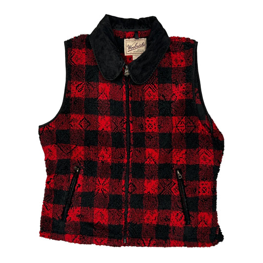 Woolrich Checked Fleece Gilet - Large Black Wool