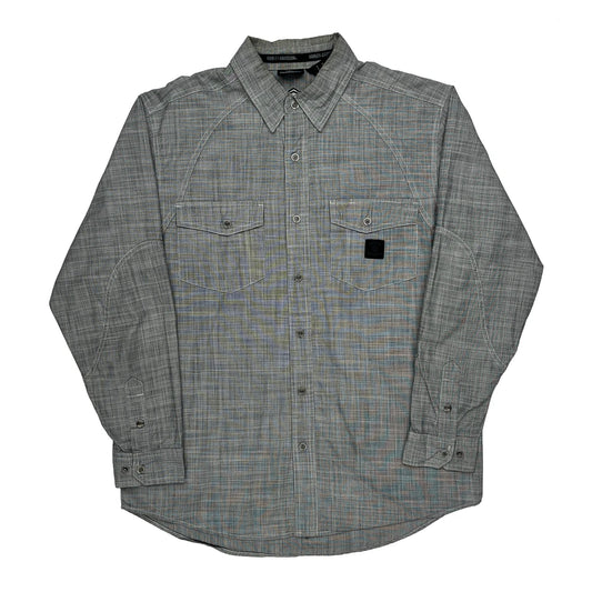 Vintage Patented Design Harley Davidson Checked Shirt - Large Grey Cotton
