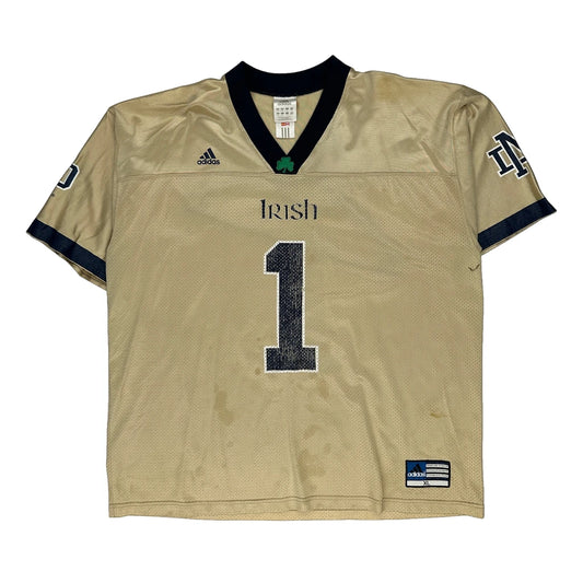 Notre Dame Fighting Irish Adidas Ncaa Jersey - XL Beige Polyester