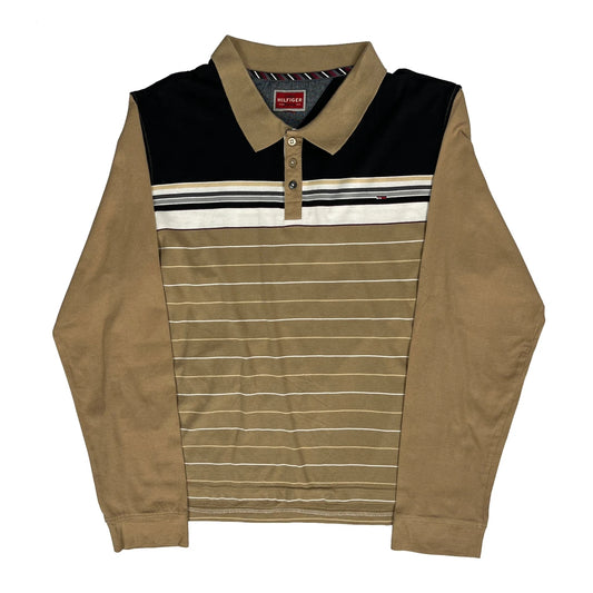 Tommy Hilfiger Denim Striped Polo Shirt - Medium Beige Cotton