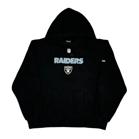 Vintage Raiders Reebok Nfl Hoodie - Large Black Cotton Blend