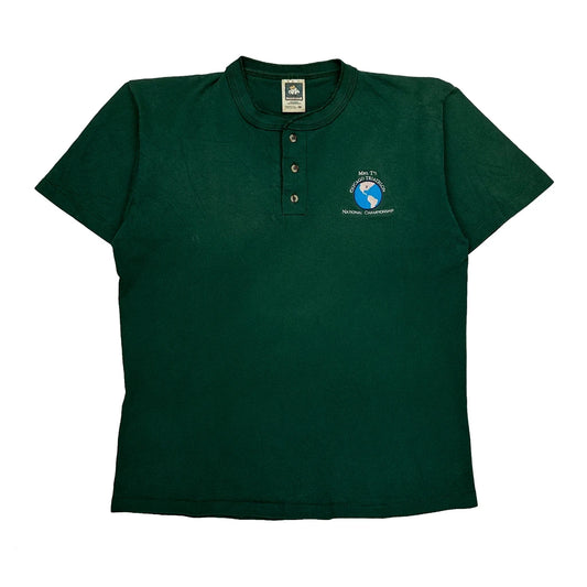 Vintage National Championship Cotton Deluxe Single Stitch Polo Shirt - Medium Green Cotton