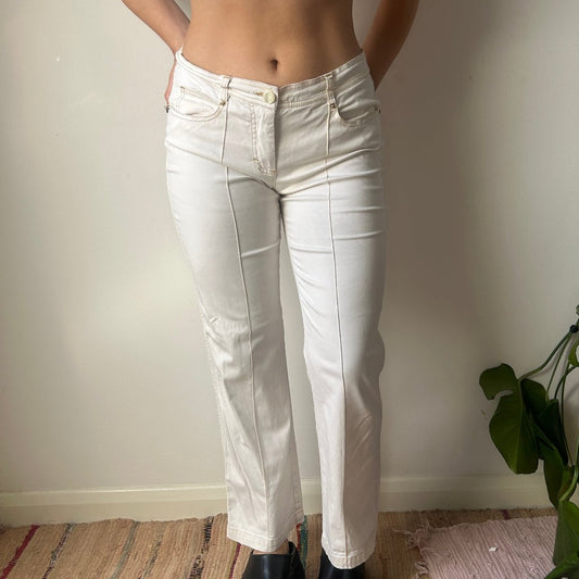 Vintage cream Cavalli Class Trousers - womens 32" waist