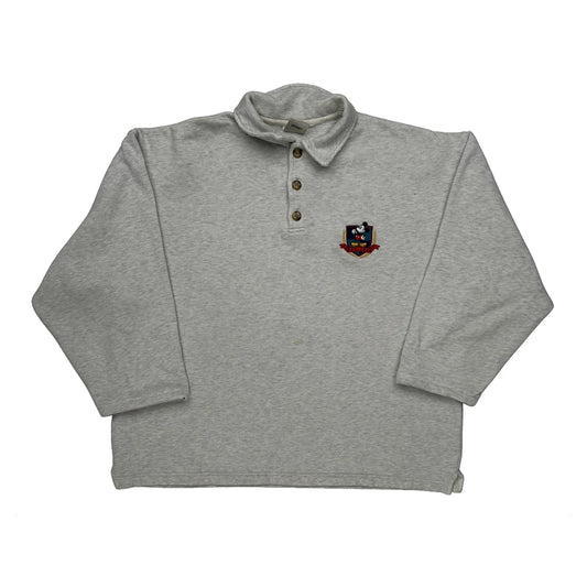 Vintage Mickey Mouse Disney Cartoon Polo Shirt - Large Grey Cotton