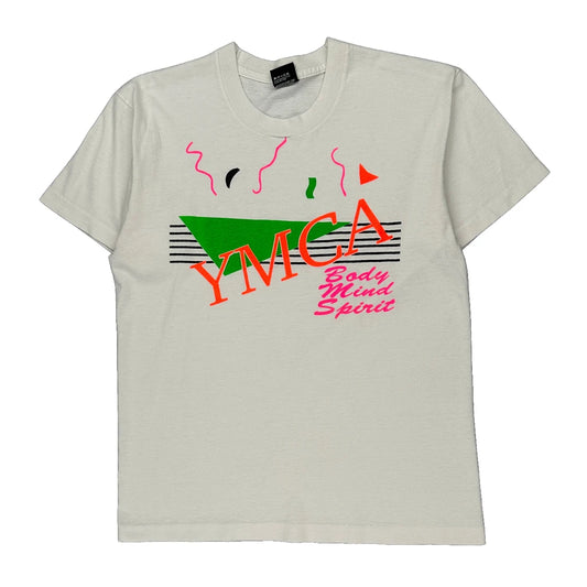 Ymca Screen Stars Graphic T-Shirt - Large White Cotton Blend