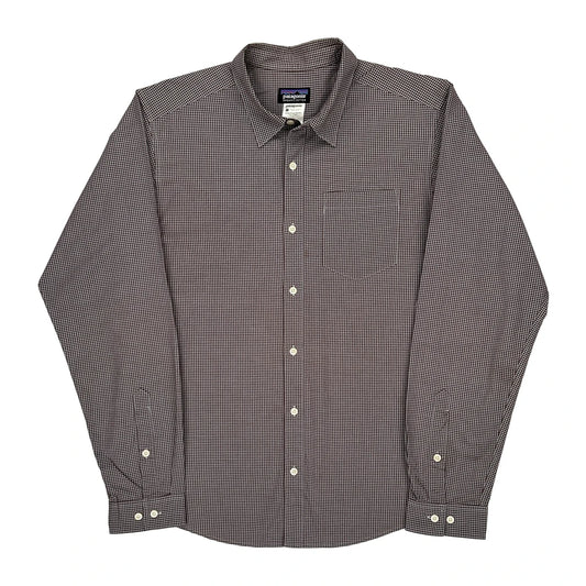 Patagonia Checked Shirt - Medium Burgundy Cotton Blend