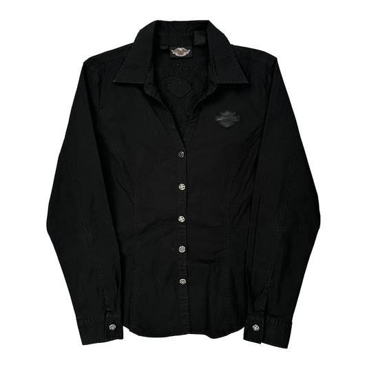 Vintage Harley Davidson Graphic Shirt - Large Black Cotton
