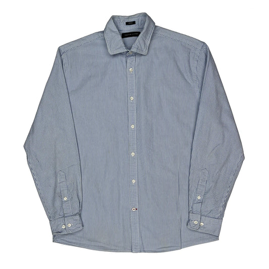 Vintage Tommy Hilfiger Slim Fit Shirt - Medium Blue Cotton