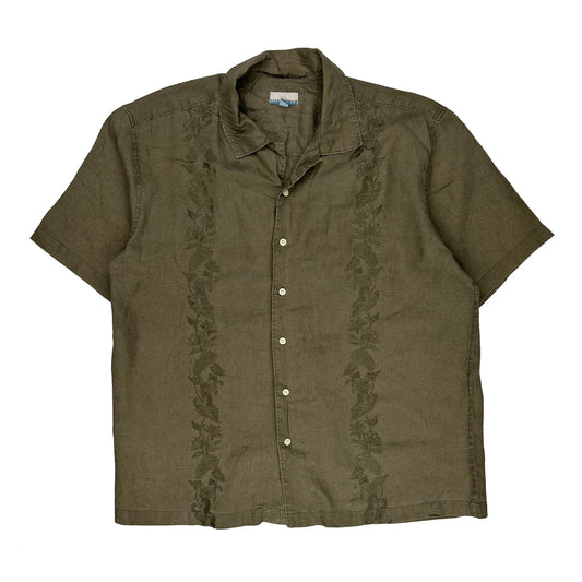 Breakwater Short Sleeve Shirt - Large Green Linen