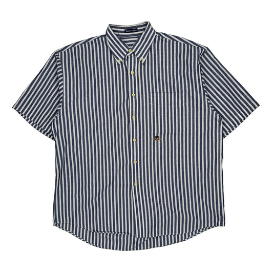 Gant Striped Short Sleeve Shirt - Large Blue Cotton