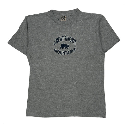Vintage Great Smoky Mountains Eagle Graphic T-Shirt - Large Grey Cotton